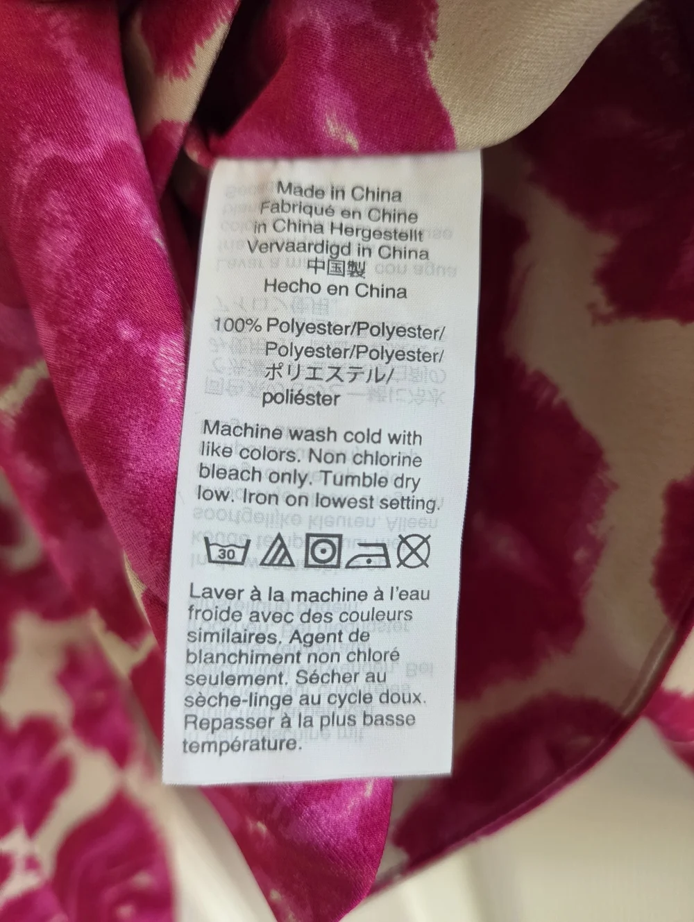 J.Crew‎ Pink Floral Satin V-Neck Blouse Magenta Shaded Rose Button Front Size 12
